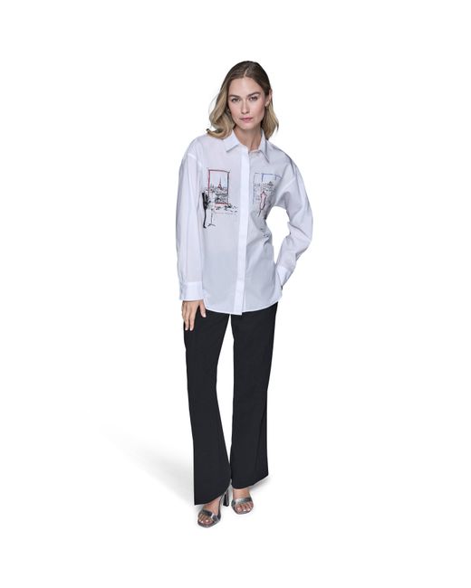 Karl Lagerfeld Blue Sportswear Patterned Long Sleeve Shirt