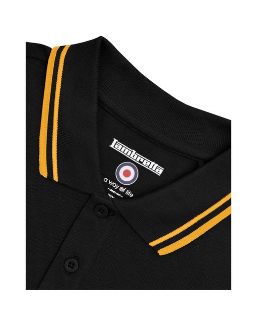 Lambretta Black Twin Tipped Polo for men