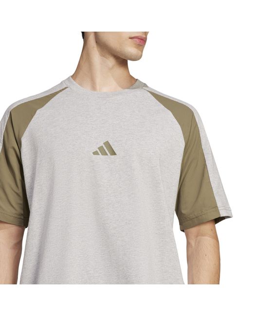 Adidas Gray Seasonal Essentials Colorblock T-Shirt for men