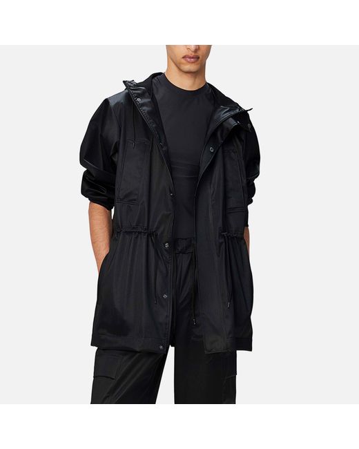Rains Black Bold Long Trench Coat for men