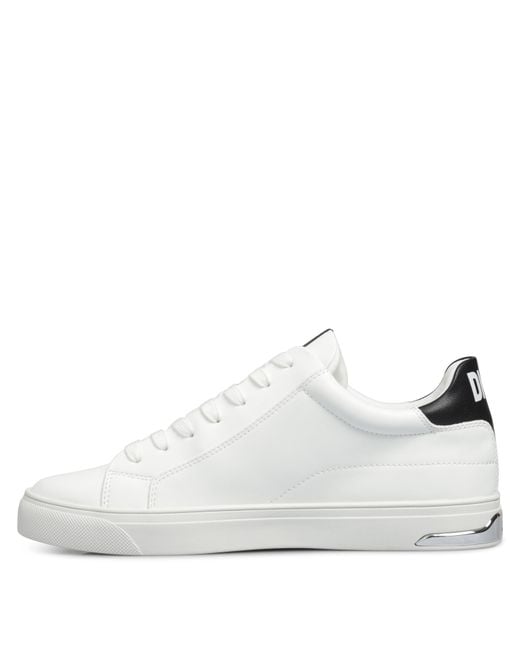 DKNY White Adira Lace Up Low-Top Trainers