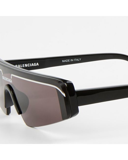 Balenciaga Gray Rectangle Logo Sunglasses