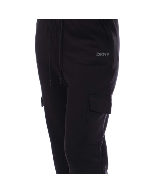 DKNY Black Mini Stud Logo Cargo Jog Pant