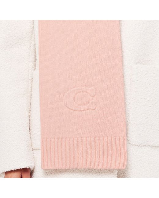 COACH Pink Embossed Knit Muffler