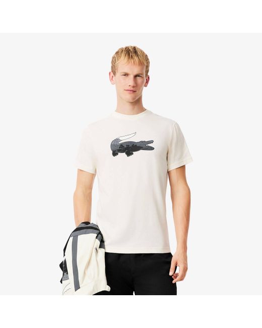 Lacoste White Infillcroc T-Shirt for men