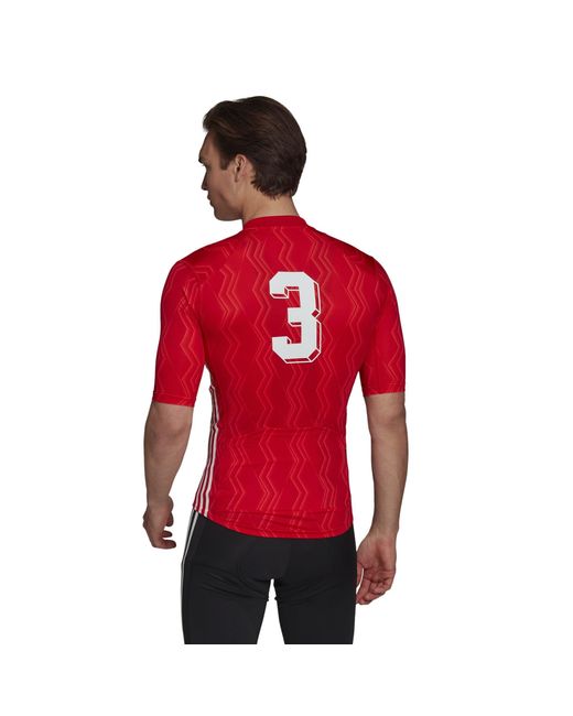 Adidas Red Cycle Jers Short Sleeve Performance Gym Top for men
