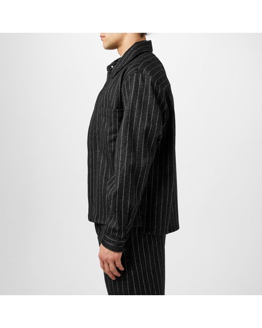 Represent Black Cropped Wool Long Sleeve Oversized Fit Overshirt for men