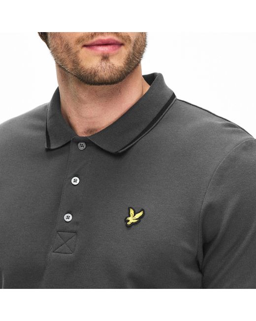 Lyle & Scott Gray Tipped Short Sleeve Polo Shirt for men