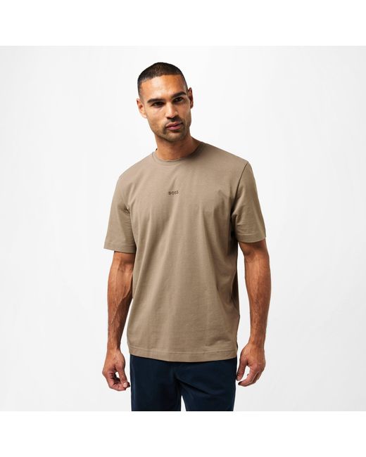Boss Natural Oversized Tchup T-Shirt With Logo Detail for men