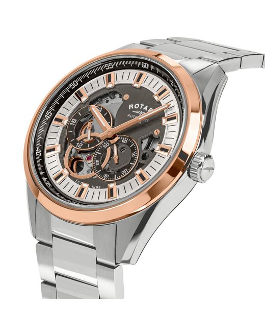 Rotary Metallic Seamatic Eclipse Ss Bracelet Watch for men