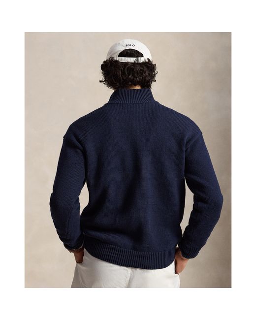 Polo Ralph Lauren Blue Relaxed Fit Quarter Zip Jumper for men