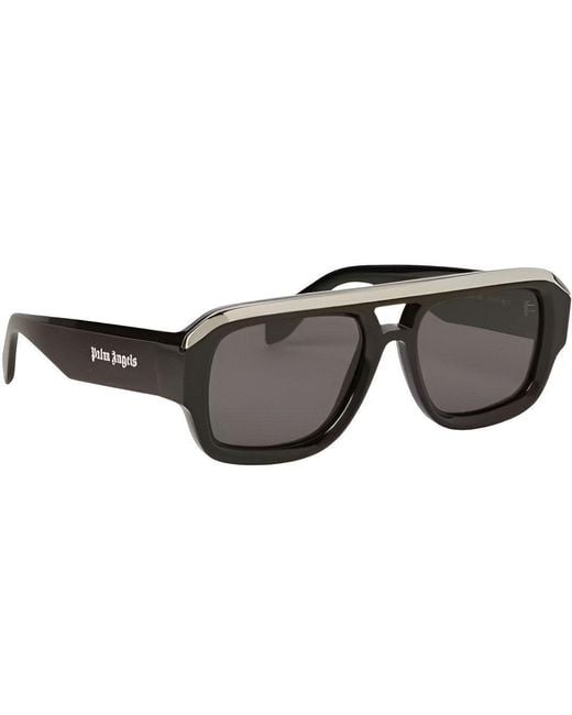 Palm Angels Black Stockton Rectangle Sunglasses for men