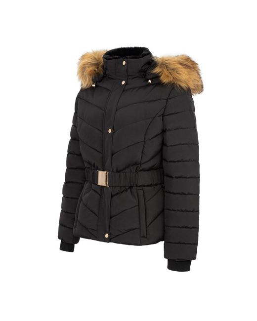 Firetrap Black Water Resistant Hooded Short Puffer Jacket