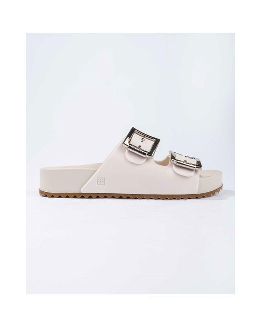 Zaxy Gray Flat Sandals
