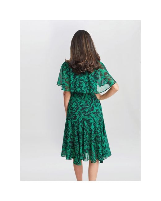 Gina Bacconi Green Annette Chiffon Jersey Dress