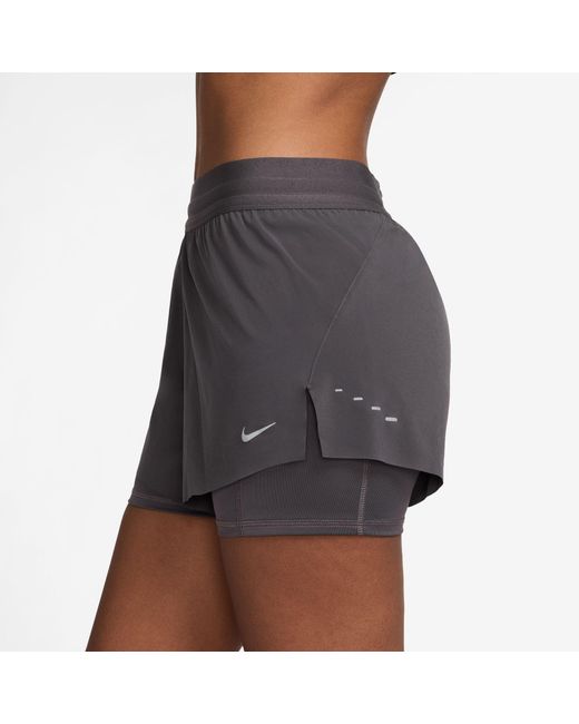 Nike Gray Dri-Fit Swift Mid-Rise 3 2-In-1 Shorts