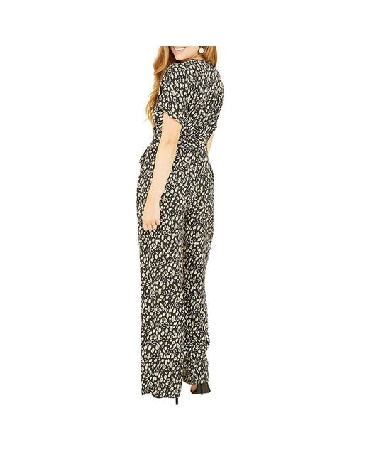 Yumi' Green Animal Print Kimono Jumpsuit