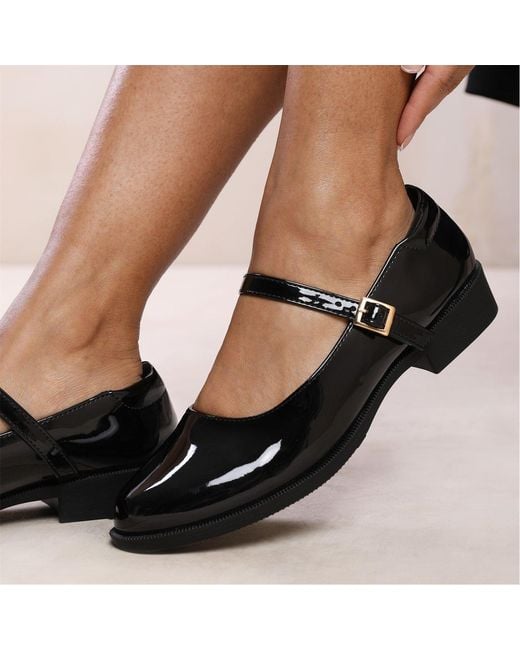 Where's That From Black Kingston Bucke Detail Low Heel Loafers
