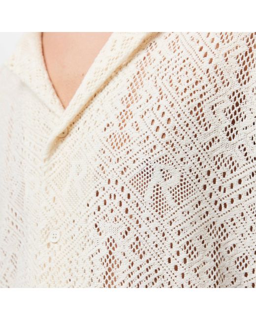 Represent White Rep All Over Crochet Cotton Short Sleeve Shirt for men