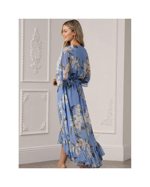 Yumi' Blue Urban Floral Wrap Dress