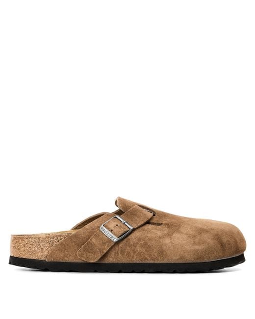 Birkenstock Brown Boston Suede Flat Sandals