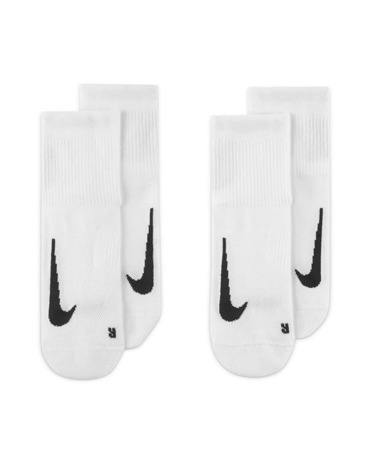 Nike White Ankle 2 Pack Running Socks