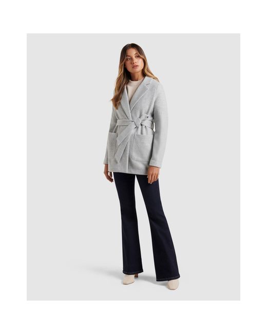 Forever New White Sarah Wrap Epsom Coat