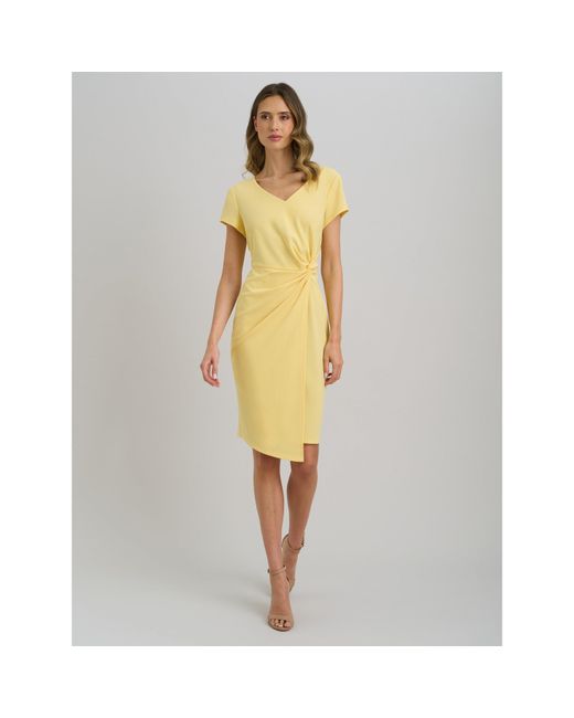 Gina Bacconi Yellow Peggy Short Faux Wrap V Neck Dress