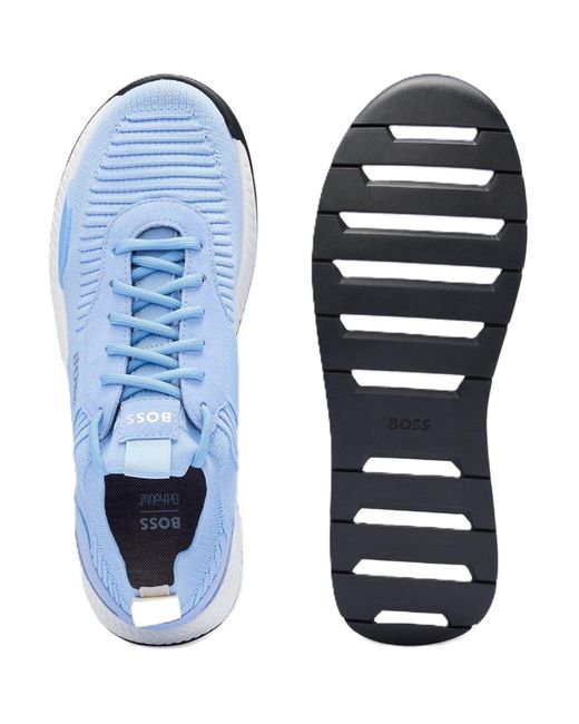 Boss Blue Titanium Knit Trainers, Comfortable Design for men