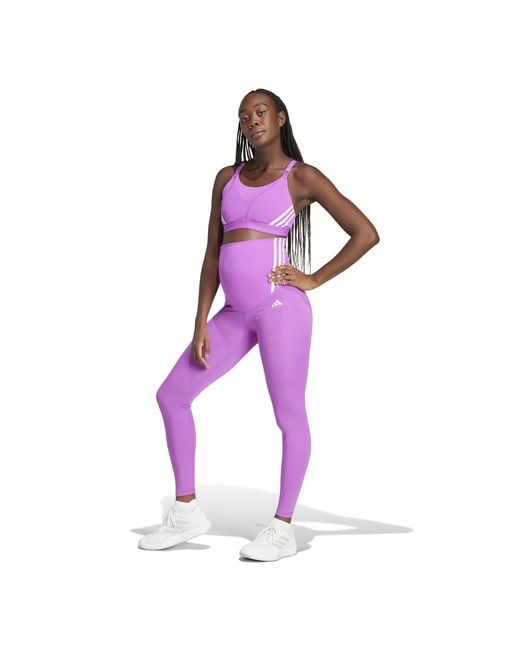 Adidas Purple Optime Essentials Full-Length Leggings (Maternity)