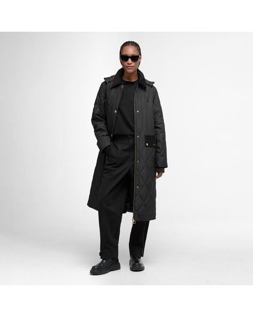 Barbour Black Meredith Hooded Long Sleeve Quilted Jacket