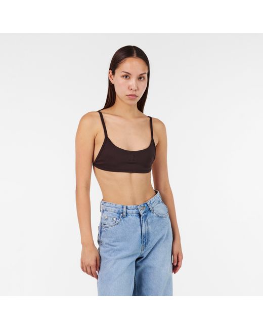 Represent Brown Compression Moisture Wicking Strappy Crop Top