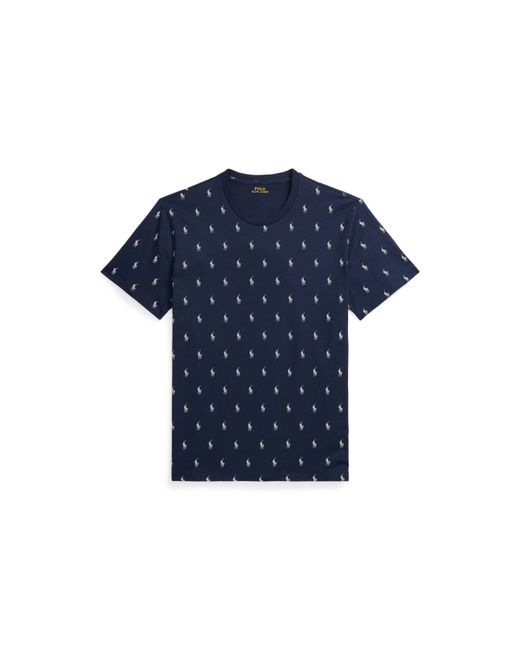 Polo Ralph Lauren Blue All Over Pony Cotton Short Sleeve T-Shirt for men