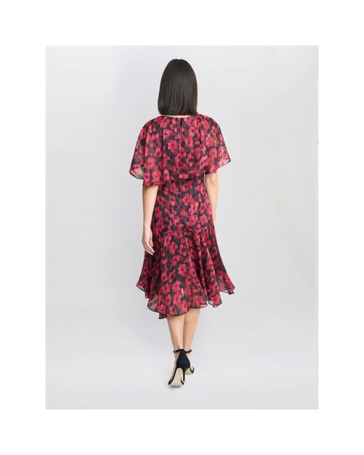 Gina Bacconi Red Annette Chiffon Jersey Dress