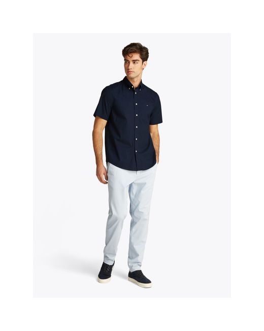 Tommy Hilfiger Blue Flex Short Sleeve Shirt for men