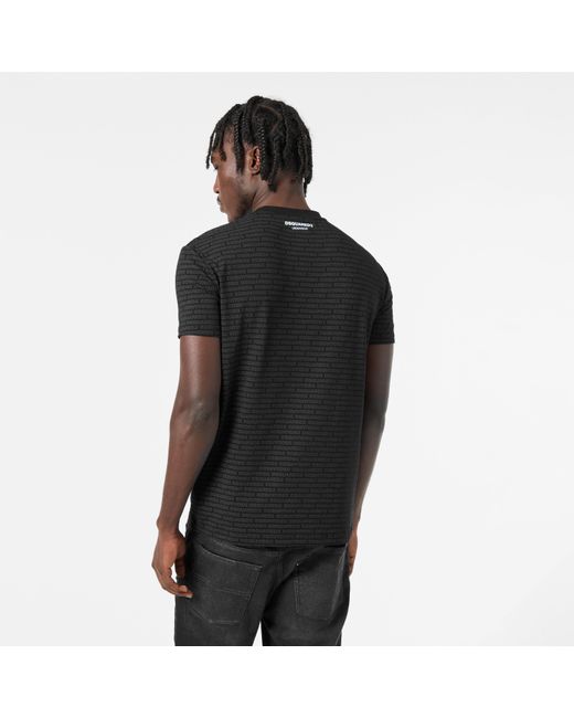 DSquared² Black All Over Logo T-Shirt for men