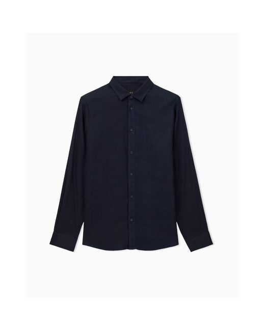 ARMANI EXCHANGE Blue Long Sleeve Oxford Shirt for men