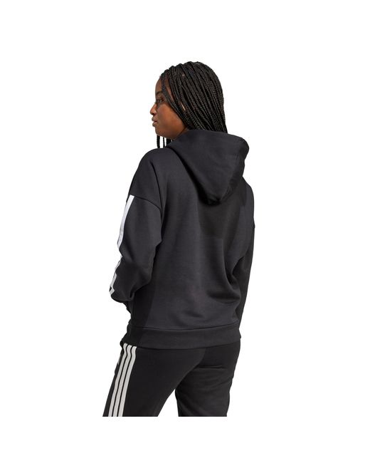 Adidas Black Essentials 3-Stripes Fleece Hoodie
