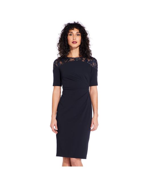 Adrianna Papell Blue Crepe Short Dress