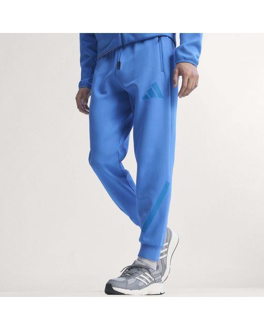 Adidas Blue Z.N.E. Tapered-Fit Tracksuit Bottoms for men