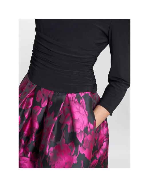Gina Bacconi Purple Hannah Floral Printed Jacquard Dress