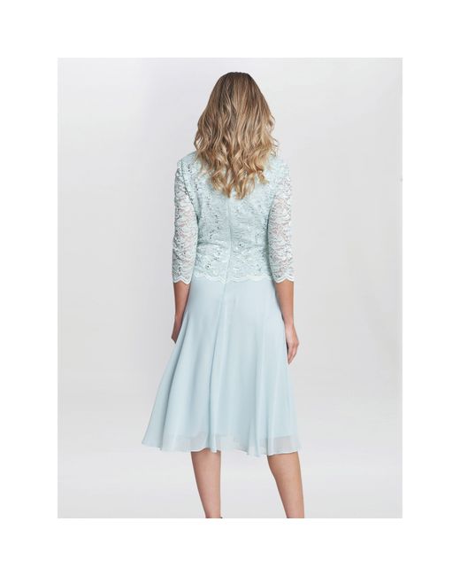 Gina Bacconi Blue Rona Midi Dress With Bodice And Skirt