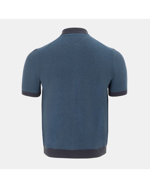 Firetrap Blue Short Sleeve Knit Polo Shirts Cardigan for men