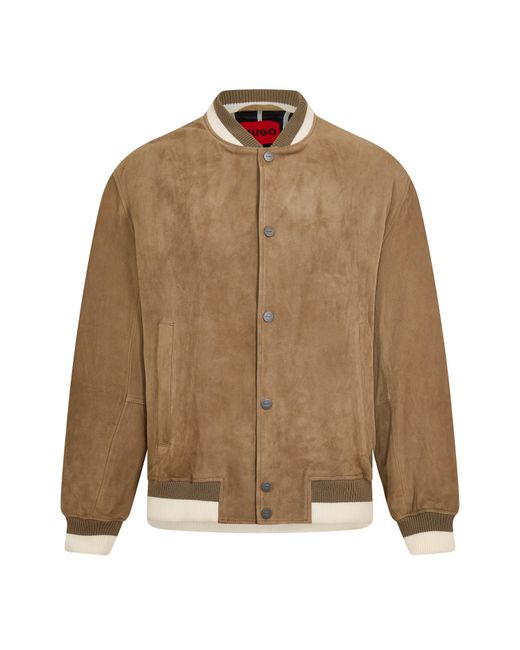 HUGO Brown 10267246 01 Leather Jacket for men
