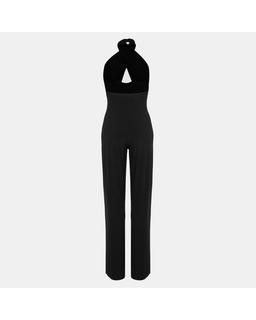 Norma Kamali Black Fitted Straight Leg Stretch Zip Jumpsuit