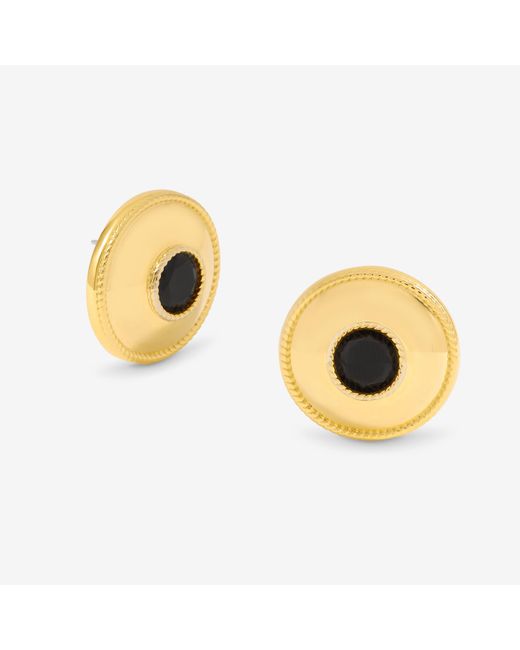 Jon Richard Metallic Statement Polished And Jet Round Earrings