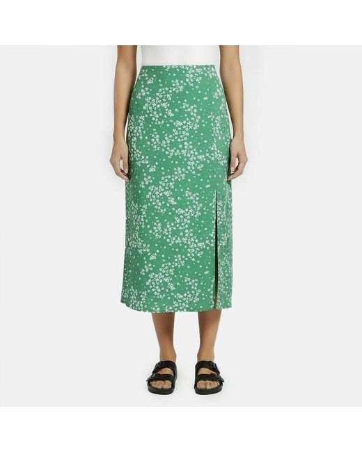Jack Wills Green Split Midi Skirt