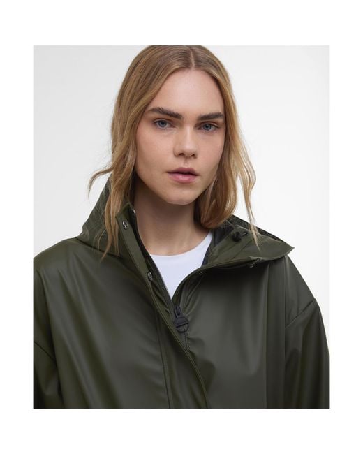 Barbour Green Atlas Hooded Long Sleeve Knee Length Rain Anorak