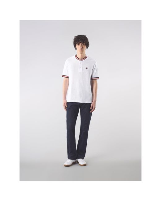 Pretty Green White Pg Cressa Grandad Regular Fit T-Shirt for men