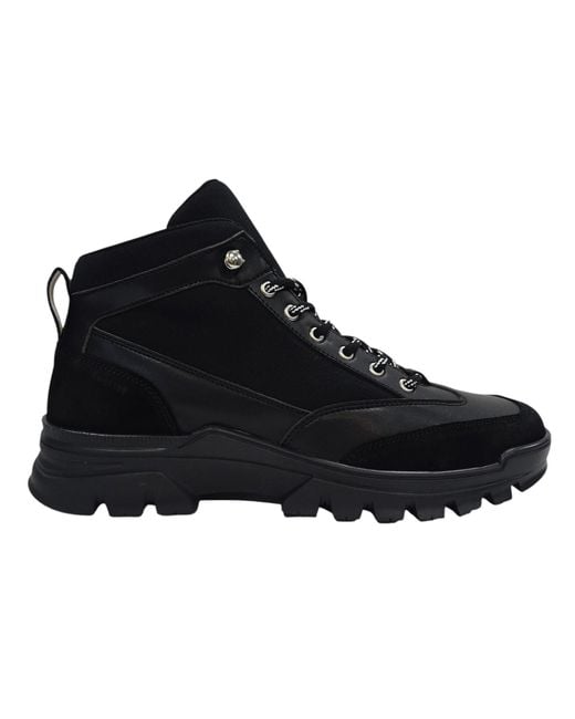 Firetrap Black Jason Leather Lace Up Hiker Rugged Boots for men